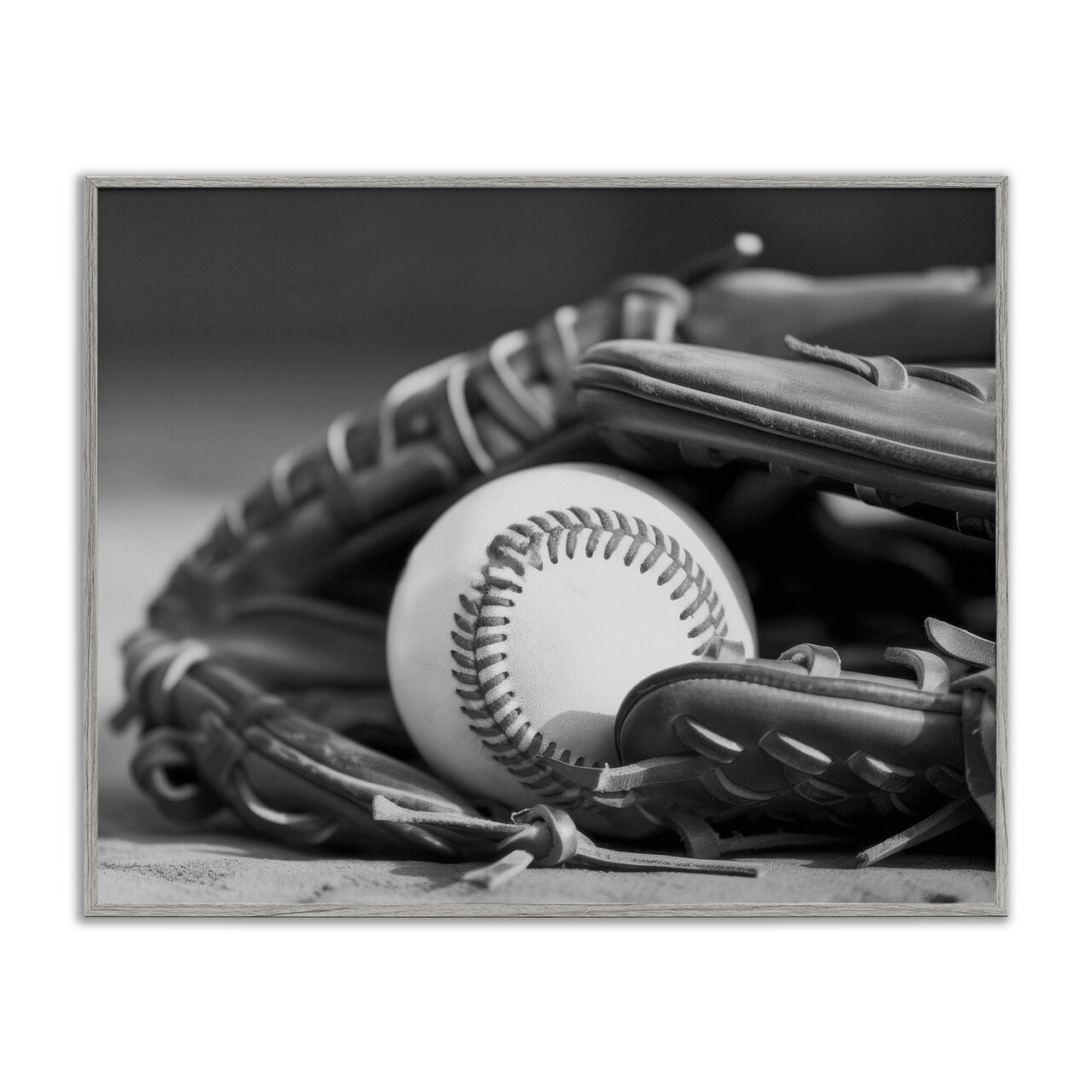 Stupell Industries Baseball Mitt & Ball Framed Giclee Wall Art Design by Daphne Polselli